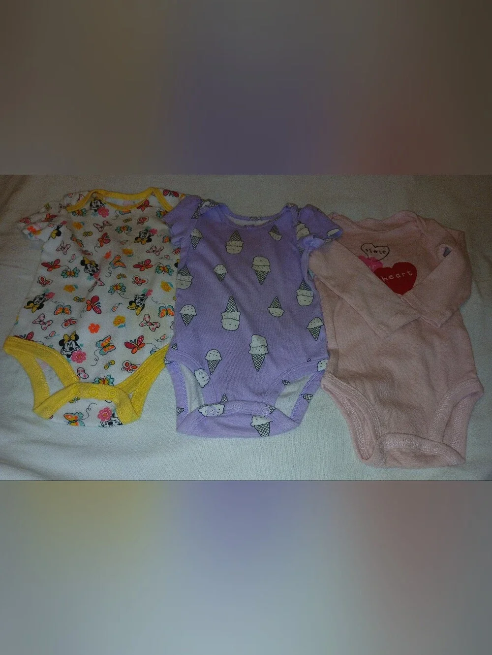 NWOT Baby Girls Multi-Pack One-Piece Bodysuits - Purple, Pink, White